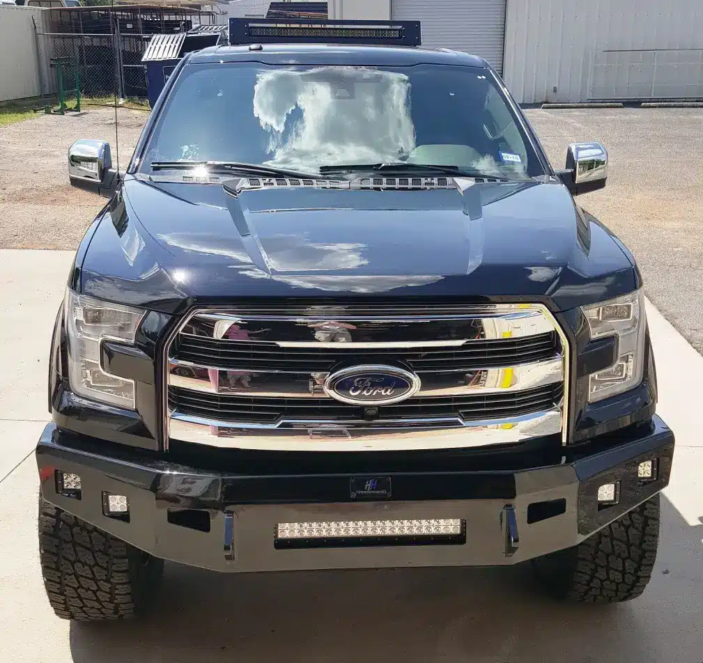 Truck with Hammerhead Armor low-profile front bumper
